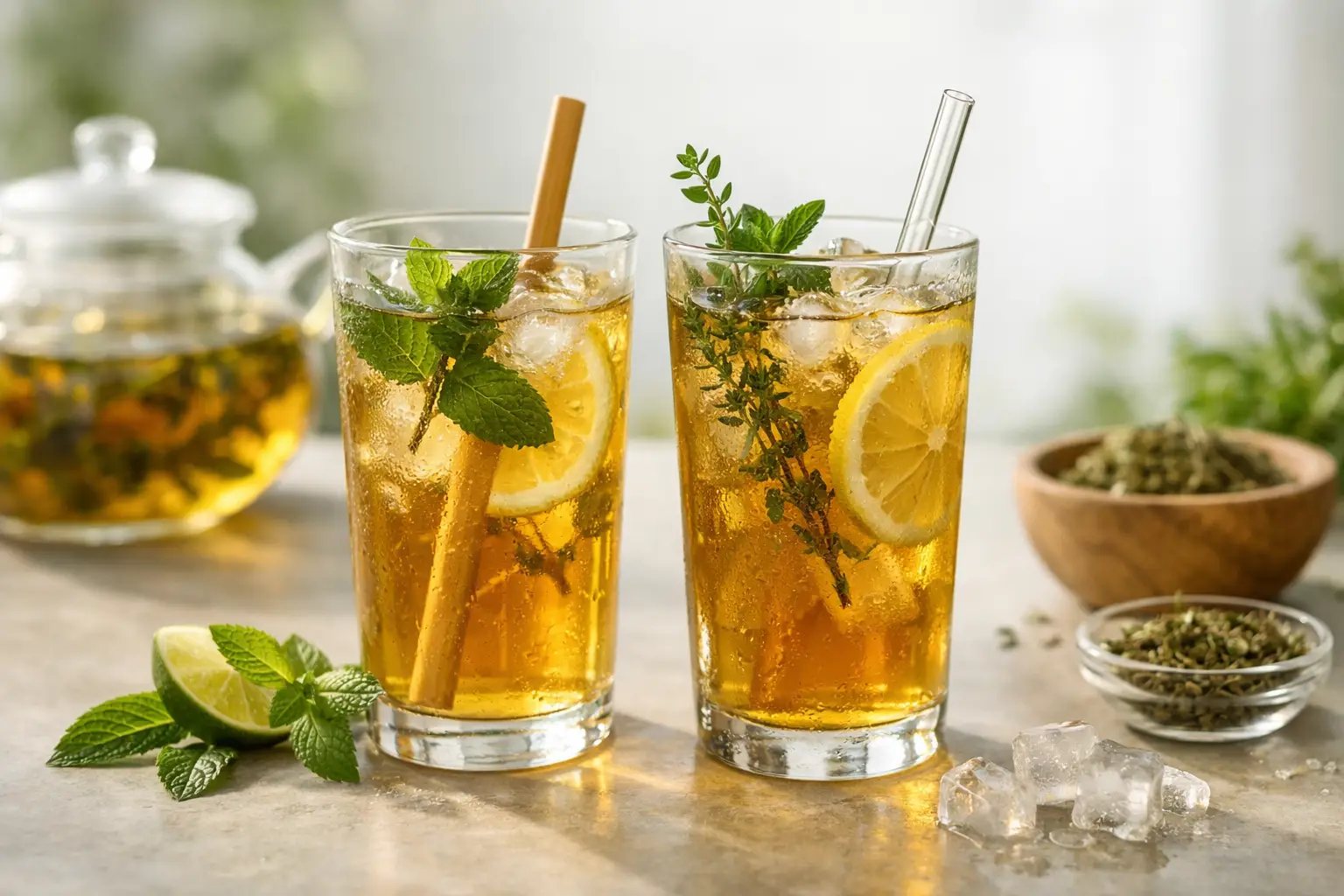Πώς σερβίρεται το herbal ice tea στο ποτήρι